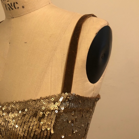 NWT Free People River of Stars Gold Sequin Top - Picture 4 of 7